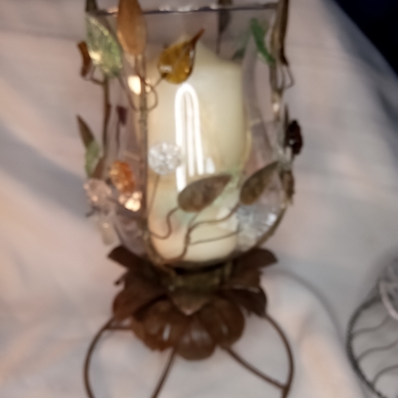 Copper Embellished Hurricane Candle Holder Set - Picture 6 of 15